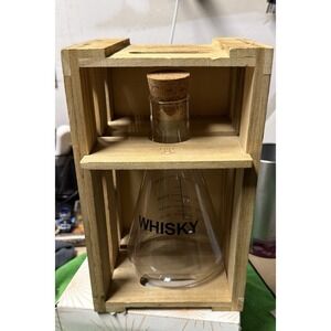 Artland Whisky Glass Decanter 750ml Mixology Bottle Wood Crate Bar Decor